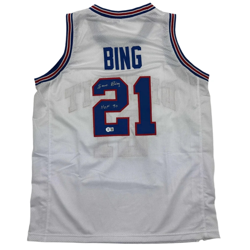 Autographed Dave Bing HOF 90 Detroit White Basketball Jersey Beckett BAS COA | Hall of Fame Sports Memorabilia | vintageantiquesgifts.com
