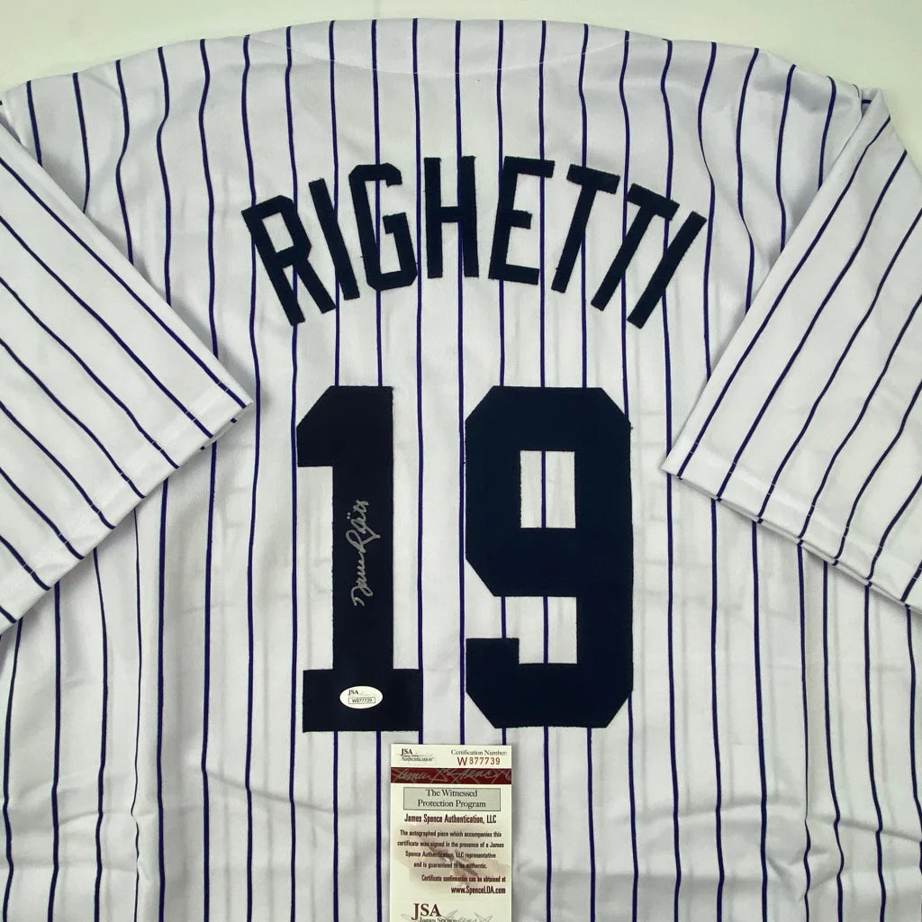 White Righetti 19 custom jersey with autograph, JSA sticker, perfect for pro sports fans