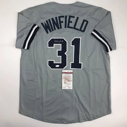 Autographed Dave Winfield New York Grey Baseball Jersey JSA COA | Hall of Fame Sports Memorabilia | vintageantiquesgifts.com
