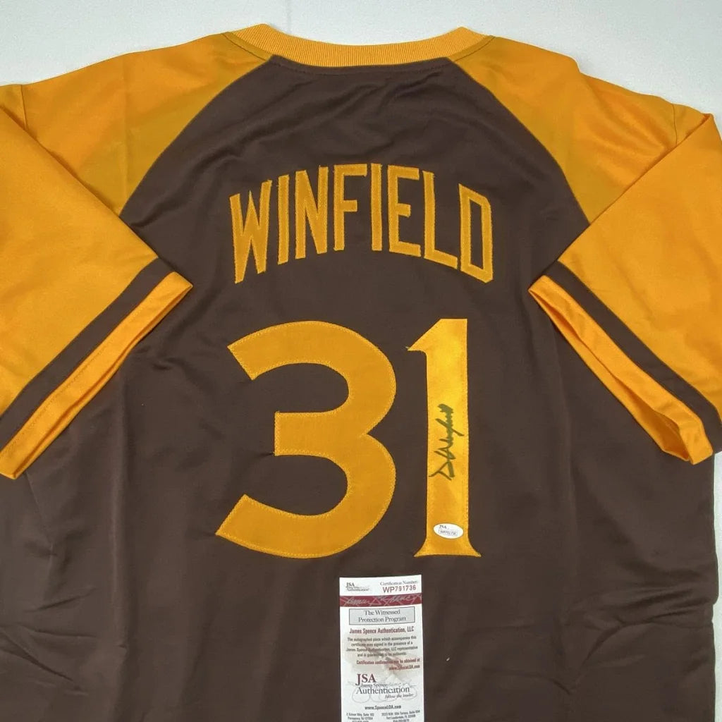 Autographed Dave Winfield San Diego brown retro custom jersey, MLB pro sports league