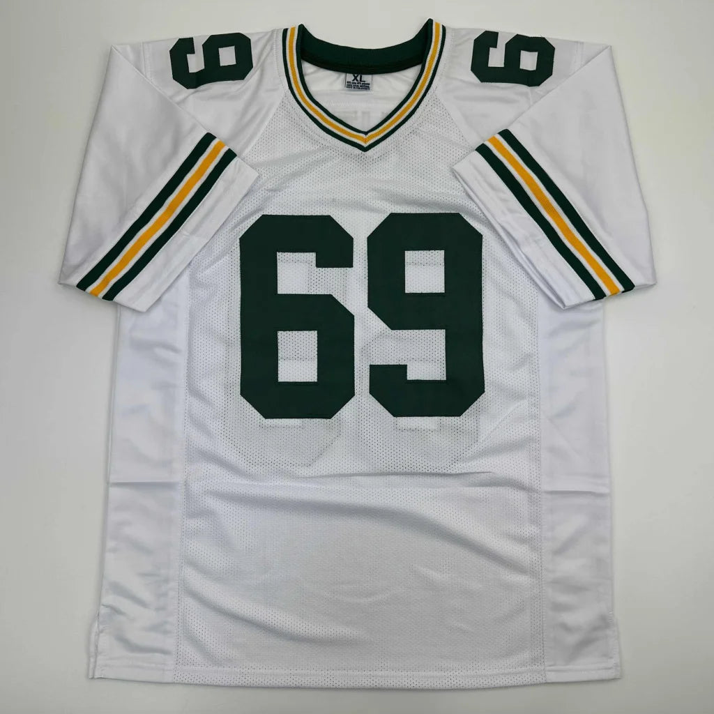 Autographed/Signed David Bakhtiari Green Bay White Football Jersey JSA COA