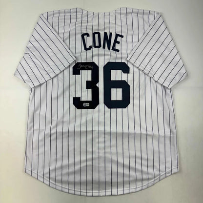 Autographed David Cone New York Pinstripe Baseball Jersey Beckett BAS COA | Hall of Fame Sports Memorabilia | vintageantiquesgifts.com
