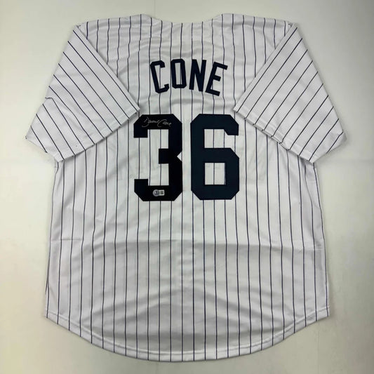 Autographed David Cone New York Pinstripe Baseball Jersey Beckett BAS COA | Hall of Fame Sports Memorabilia | vintageantiquesgifts.com