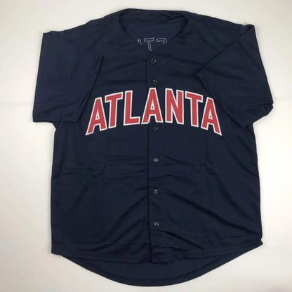 Autographed David Justice Atlanta navy blue custom jersey, professional sports