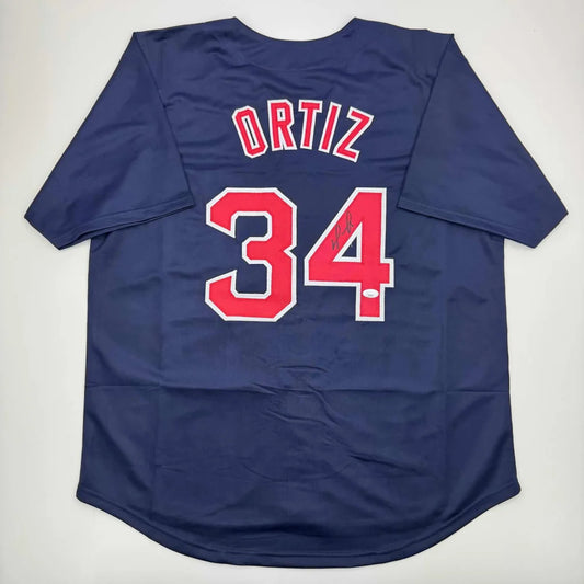 Autographed David Ortiz Boston Blue Baseball Jersey JSA COA | Hall of Fame Sports Memorabilia | vintageantiquesgifts.com