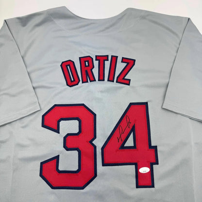 Gray custom jersey with Ortiz 34 autograph from Boston professional sports league