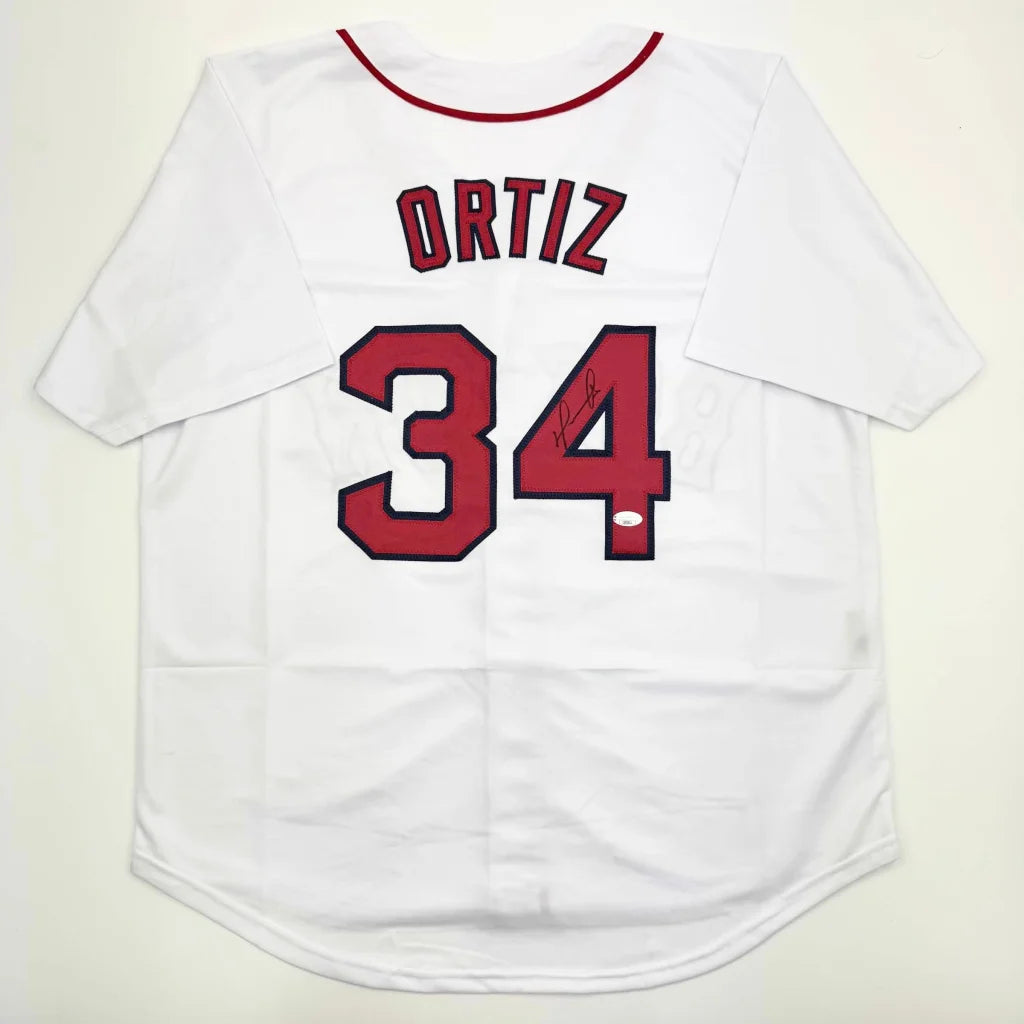 Autographed David Ortiz Boston White Baseball Jersey JSA COA | Hall of Fame Sports Memorabilia | vintageantiquesgifts.com