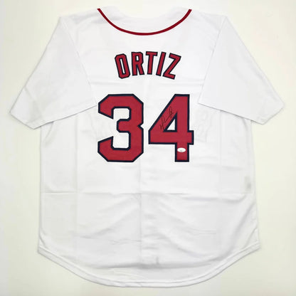 Autographed David Ortiz Boston White Baseball Jersey JSA COA | Hall of Fame Sports Memorabilia | vintageantiquesgifts.com