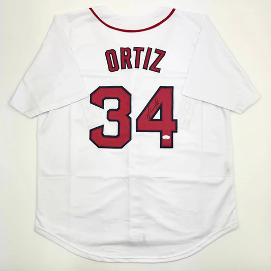 Autographed David Ortiz Boston White Baseball Jersey JSA COA | Hall of Fame Sports Memorabilia | vintageantiquesgifts.com