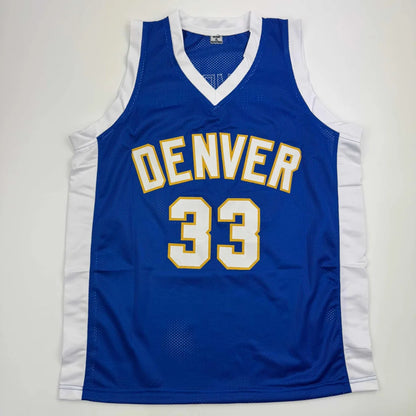 Autographed David Thompson HOF 96 Denver Blue Retro Rainbow Basketball Jersey Beckett BAS COA | Authenticated Signed Sports Jersey | vintageantiquesgifts.com