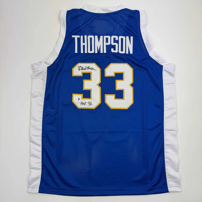 Autographed David Thompson HOF 96 Denver Blue Retro Rainbow Basketball Jersey Beckett BAS COA | Hall of Fame Sports Memorabilia | vintageantiquesgifts.com