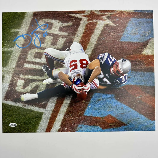 David Tyree autographed Super Bowl XLII catch photo, Giants tackled