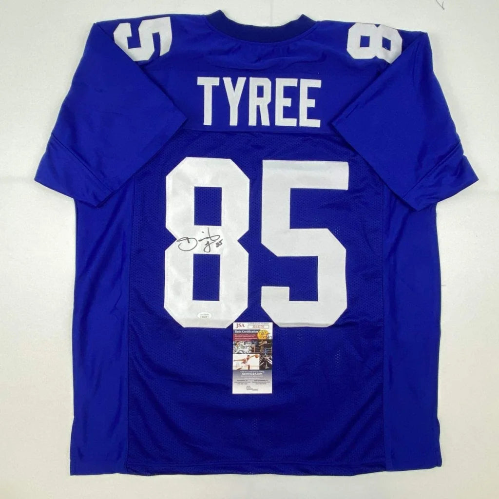 Autographed David Tyree royal blue New York Giants custom jersey with JSA COA