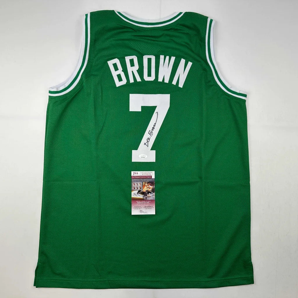 Green Boston Celtics custom jersey signed by Jaylen Brown for professional sports fans
