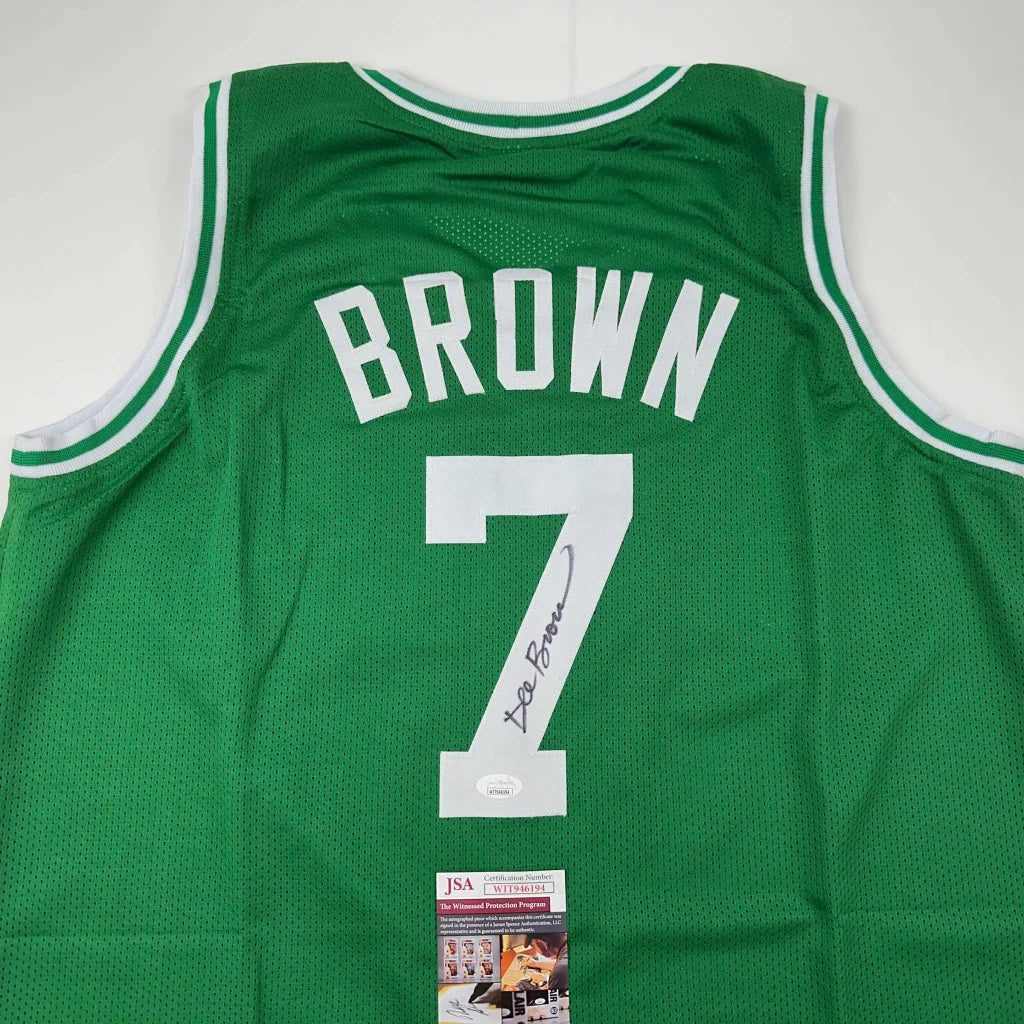 Autographed Dee Brown Boston Green Basketball Jersey JSA COA | Certified Authentic Signed Memorabilia | vintageantiquesgifts.com