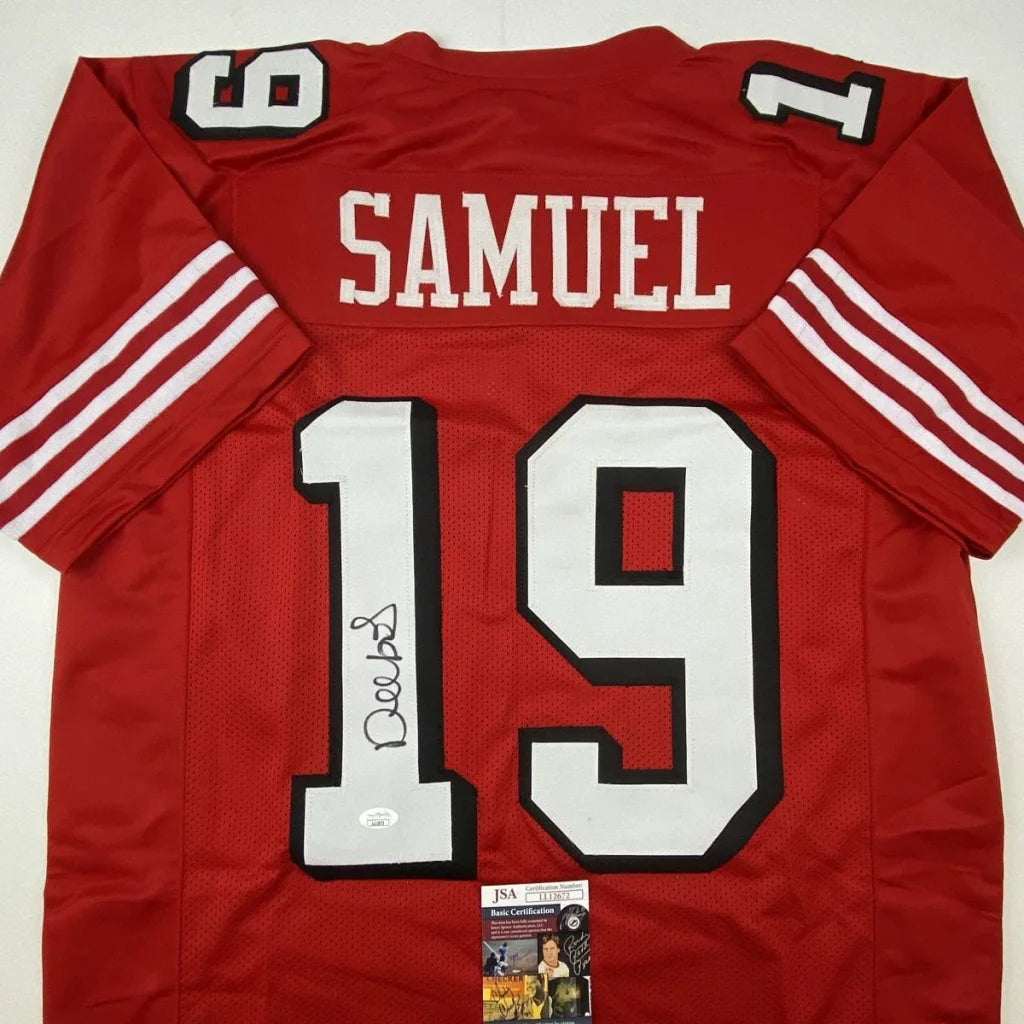 Autographed Deebo Samuel San Francisco Red Alternate Football Jersey JSA COA | Certified Authentic Signed Memorabilia | vintageantiquesgifts.com