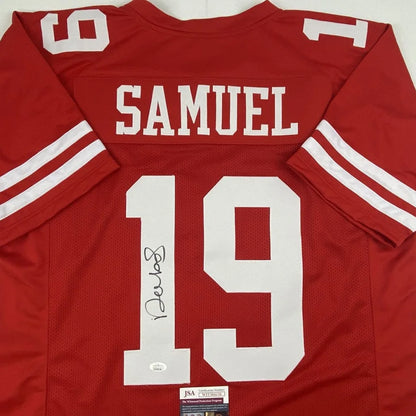 Autographed Deebo Samuel San Francisco Red Football Jersey JSA COA | Certified Authentic Signed Memorabilia | vintageantiquesgifts.com