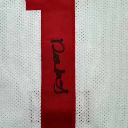 Autographed Deebo Samuel Sr. #1 custom jersey on white San Francisco 49ers mesh, JSA COA