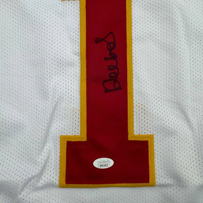 White mesh jersey with red and gold trim, number 1, autograph, perfect for professional sports fans