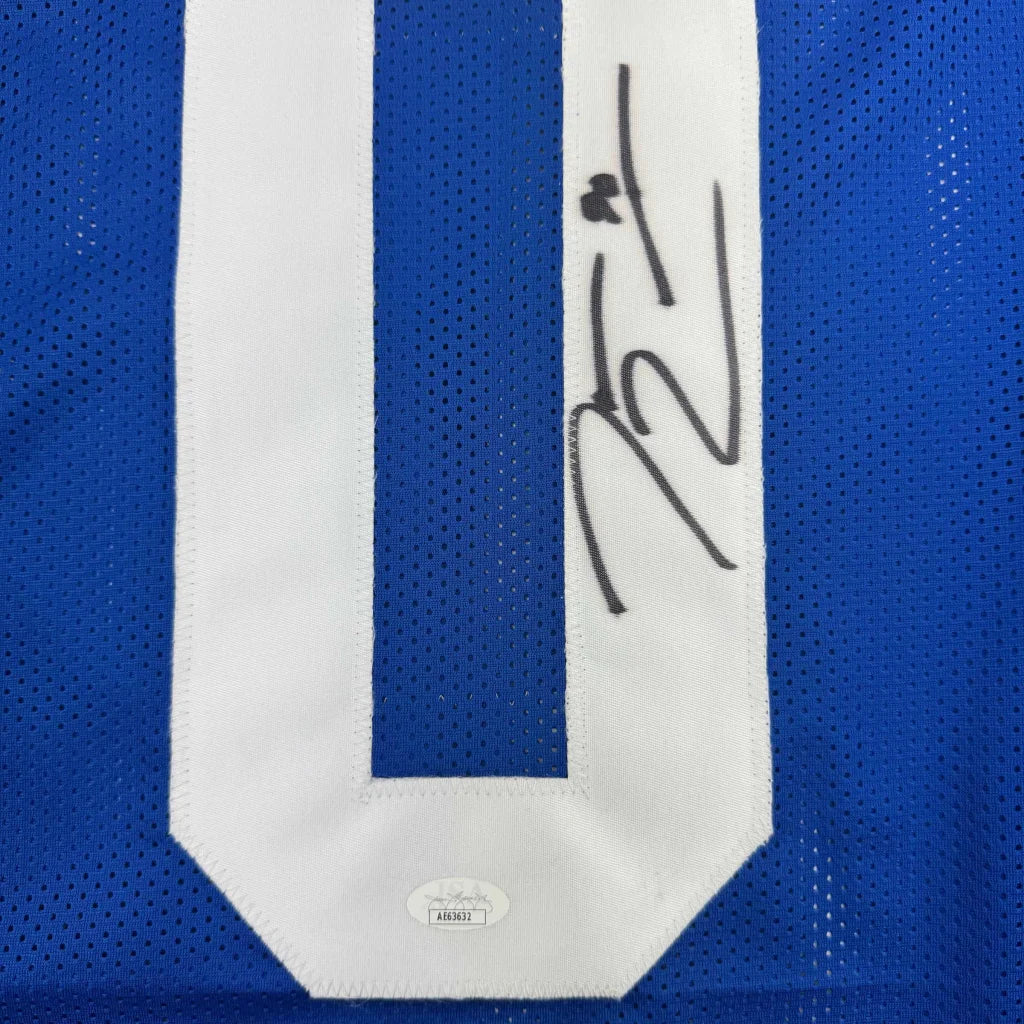 Autographed/Signed DeMarcus Lawrence Seattle Blue Retro Football Jersey Beckett BAS COA
