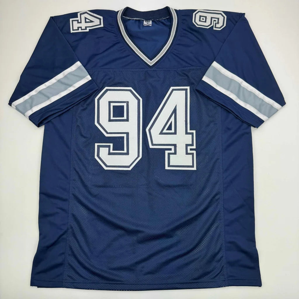 Dark blue custom jersey with number 94 from DeMarcus Ware Dallas Cowboys professional sports league