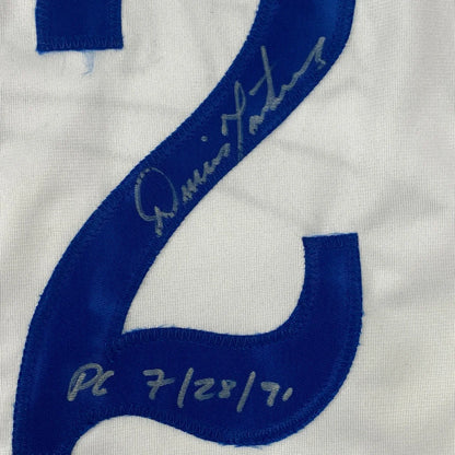 Autographed Dennis Martinez custom Montreal Expos jersey with blue number 6