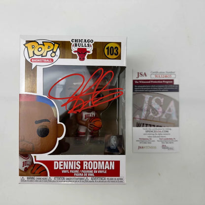 Autographed Dennis Rodman Chicago Bulls Basketball Funko Pop #103 Figurine JSA COA | Hall of Fame Sports Memorabilia | vintageantiquesgifts.com
