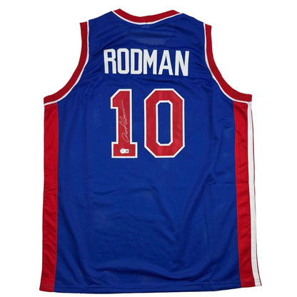Autographed Dennis Rodman Detroit Pistons custom jersey with number 10