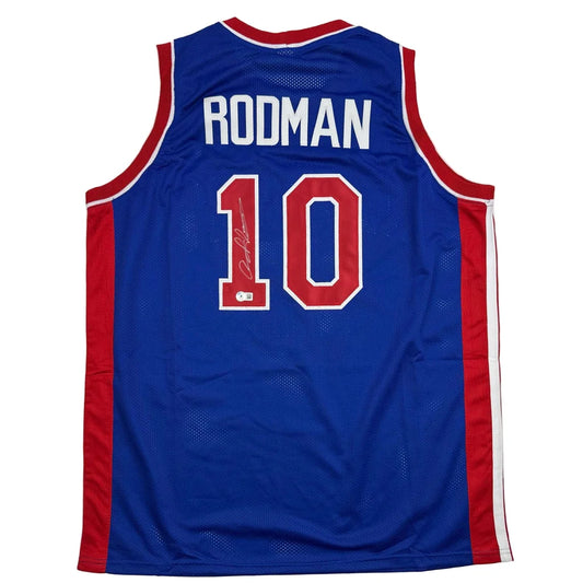 Autographed Dennis Rodman Detroit Pistons custom jersey with number 10