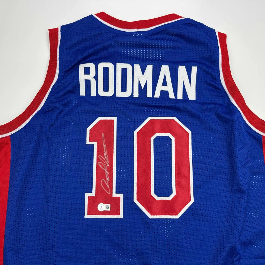 Autographed Dennis Rodman Detroit Pistons custom jersey with signature