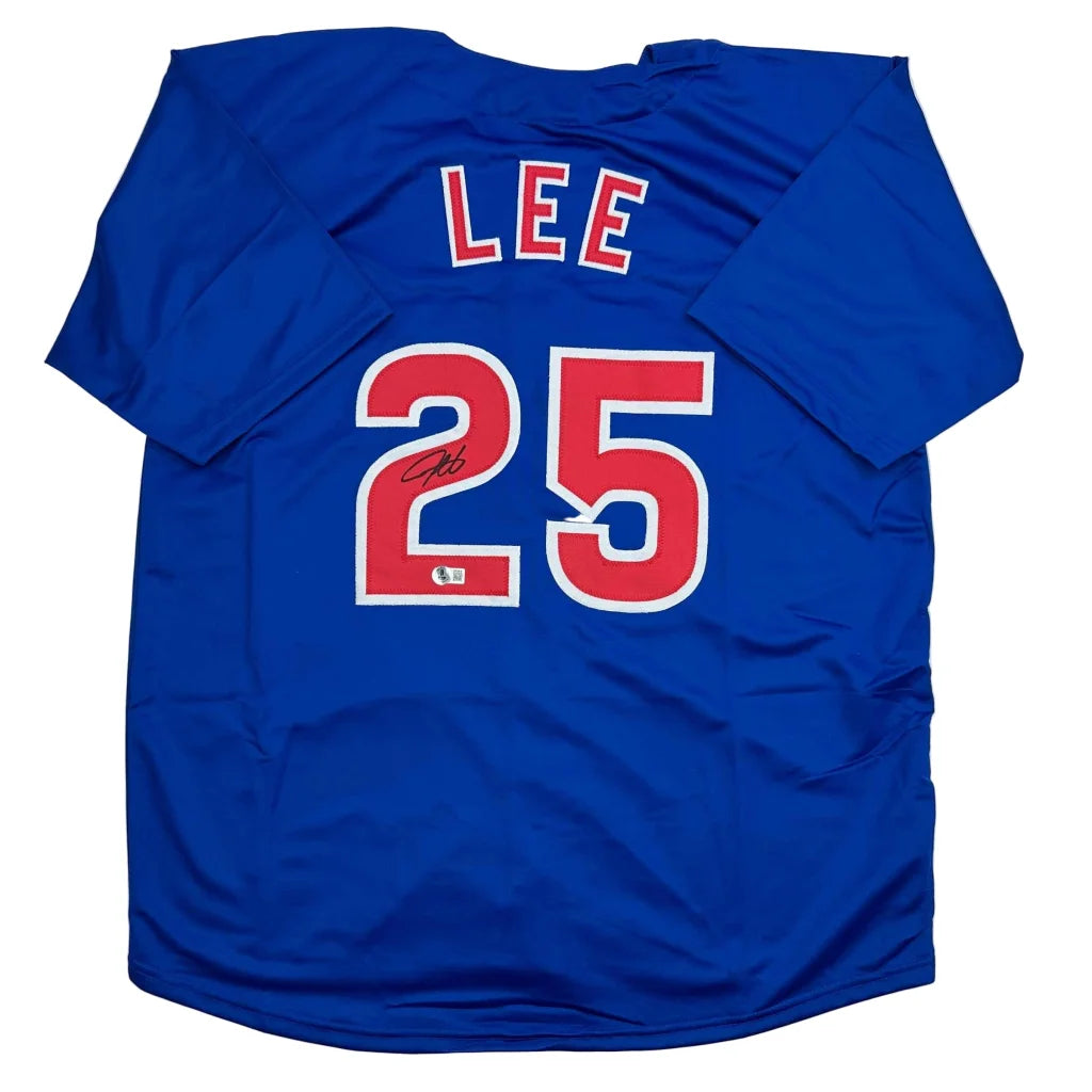Autographed Derrek Lee Chicago Blue Baseball Jersey Beckett BAS COA | Hall of Fame Sports Memorabilia | vintageantiquesgifts.com