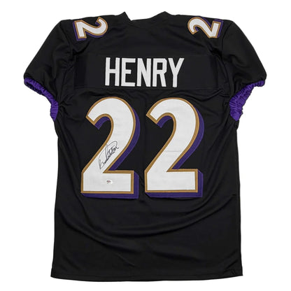 Autographed Derrick Henry Baltimore Black Football Jersey JSA COA | Hall of Fame Sports Memorabilia | vintageantiquesgifts.com