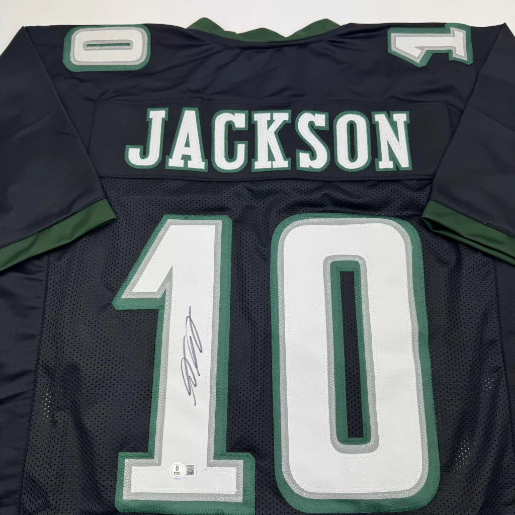 Autographed DeSean Jackson Philadelphia Black Football Jersey Beckett BAS COA | Certified Authentic Signed Memorabilia | vintageantiquesgifts.com