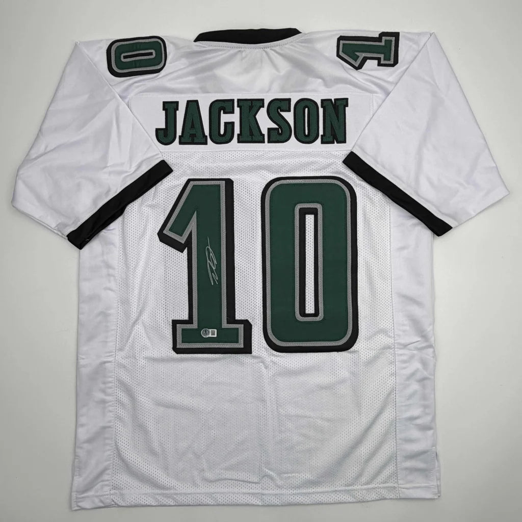 Autographed DeSean Jackson white Philadelphia Eagles custom jersey, number 10