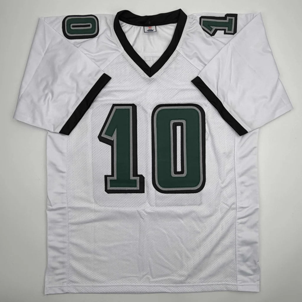 Autographed DeSean Jackson white Philadelphia Eagles custom jersey with green black number 10