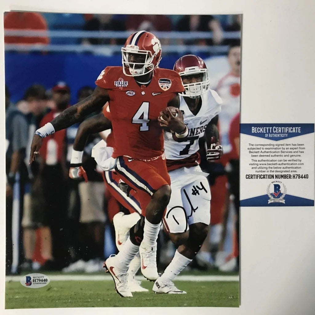 Autographed Deshaun Watson Clemson Tigers 8x10 College Football Photo Beckett BAS COA #2 | Hall of Fame Sports Memorabilia | vintageantiquesgifts.com