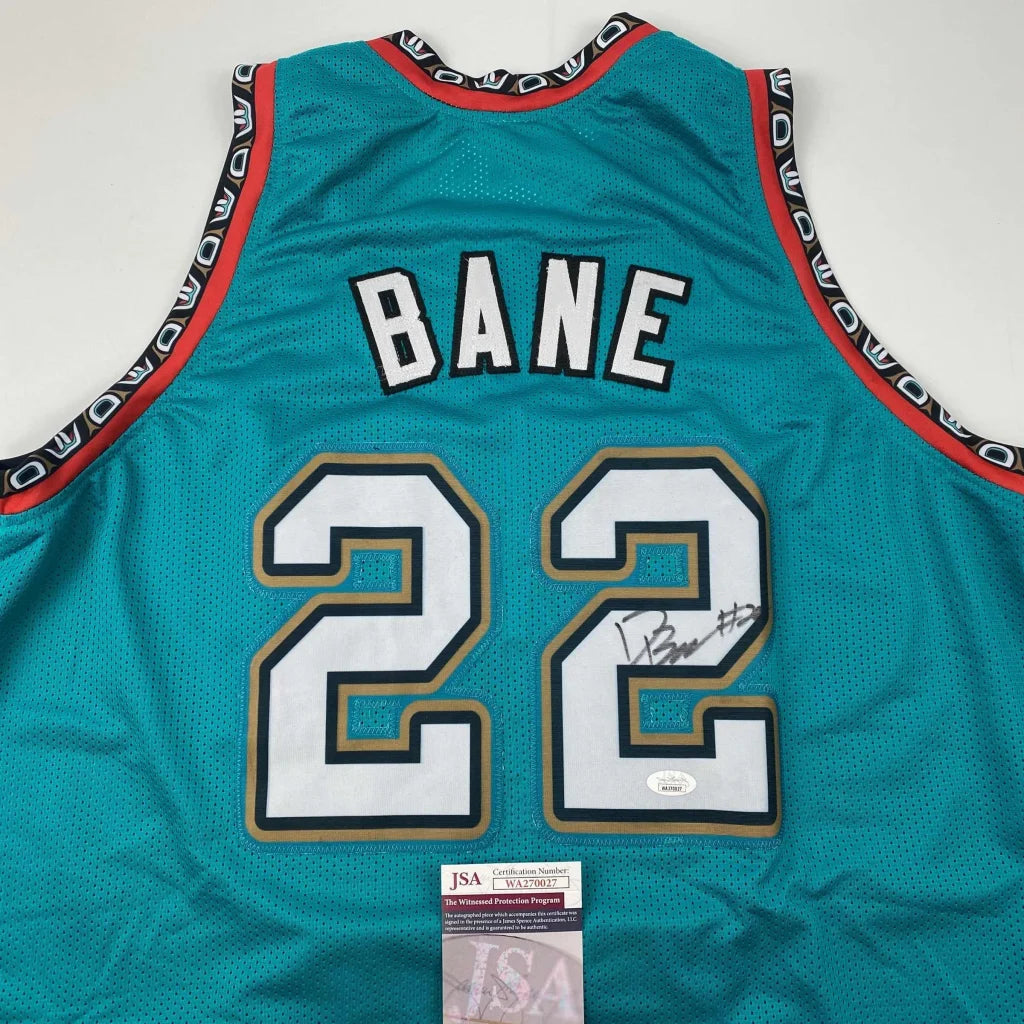 Teal custom jersey with BANE 22 autograph from professional sports league collectible