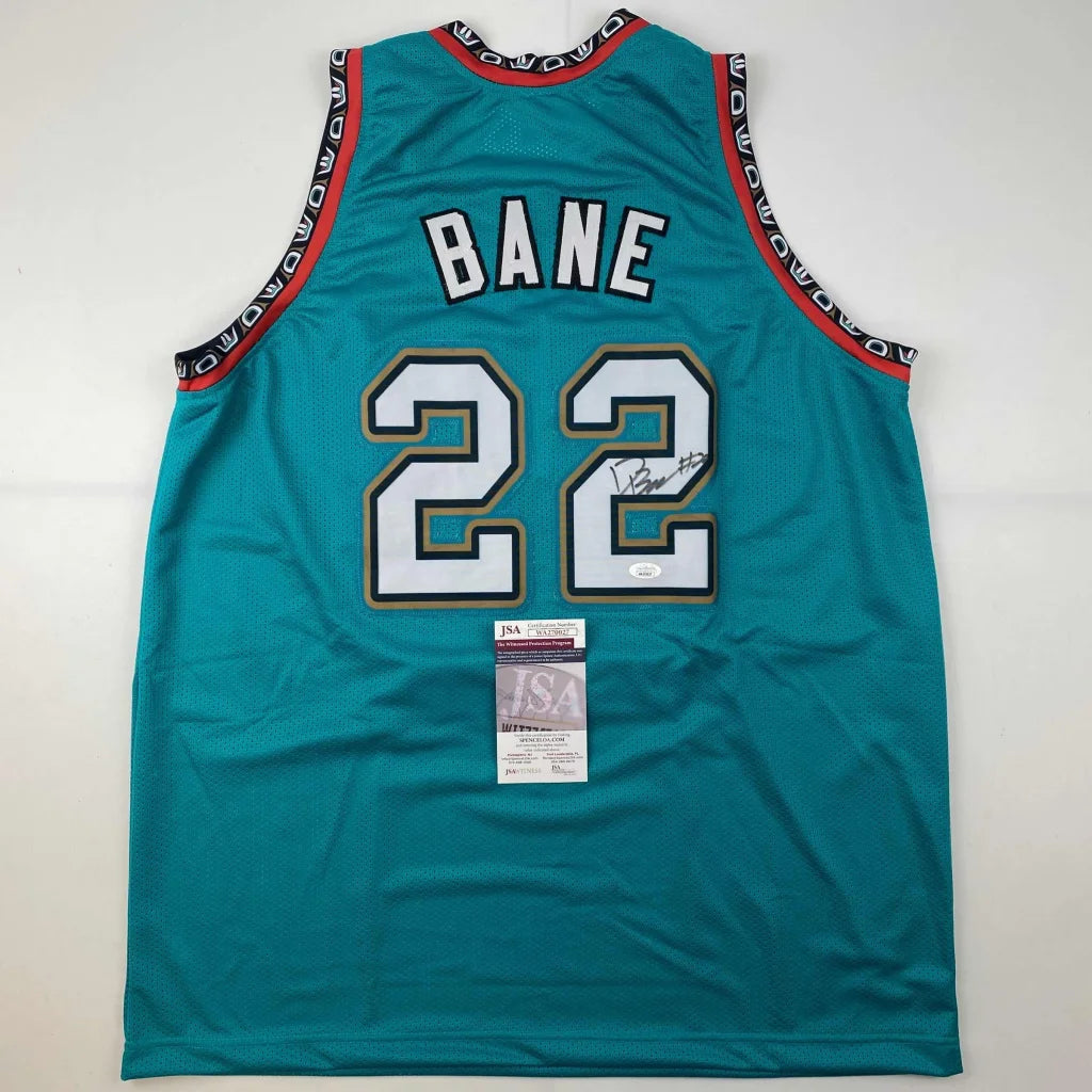 Teal custom NBA jersey with BANE 22 signed authentic collectible for professional sports fans