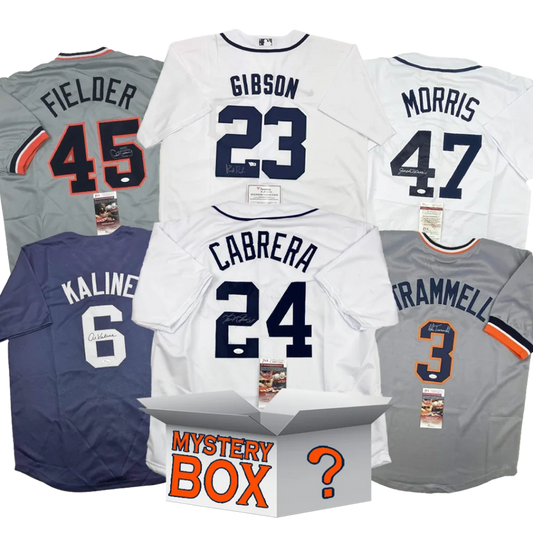 Autographed/Signed Detroit Baseball Jersey Mystery Box with PSA JSA or Beckett COA | Hall of Fame Sports Memorabilia | vintageantiquesgifts.com