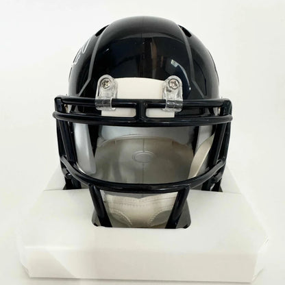 Black Chicago Bears football helmet with clear visor and black face mask for autographed display