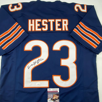 Autographed Devin Hester Chicago Blue Football Jersey JSA COA | Certified Authentic Signed Memorabilia | vintageantiquesgifts.com