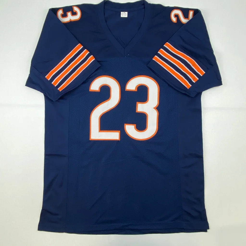 Dark blue custom jersey with 23, white and orange numbers for Bears sports league fans