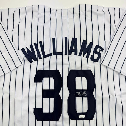 Autographed Devin Williams New York Pinstripe Baseball Jersey JSA COA | Certified Authentic Signed Memorabilia | vintageantiquesgifts.com