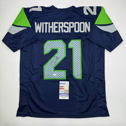 Autographed Seattle Seahawks custom jersey with Witherspoon 21, a pro sports league collectible