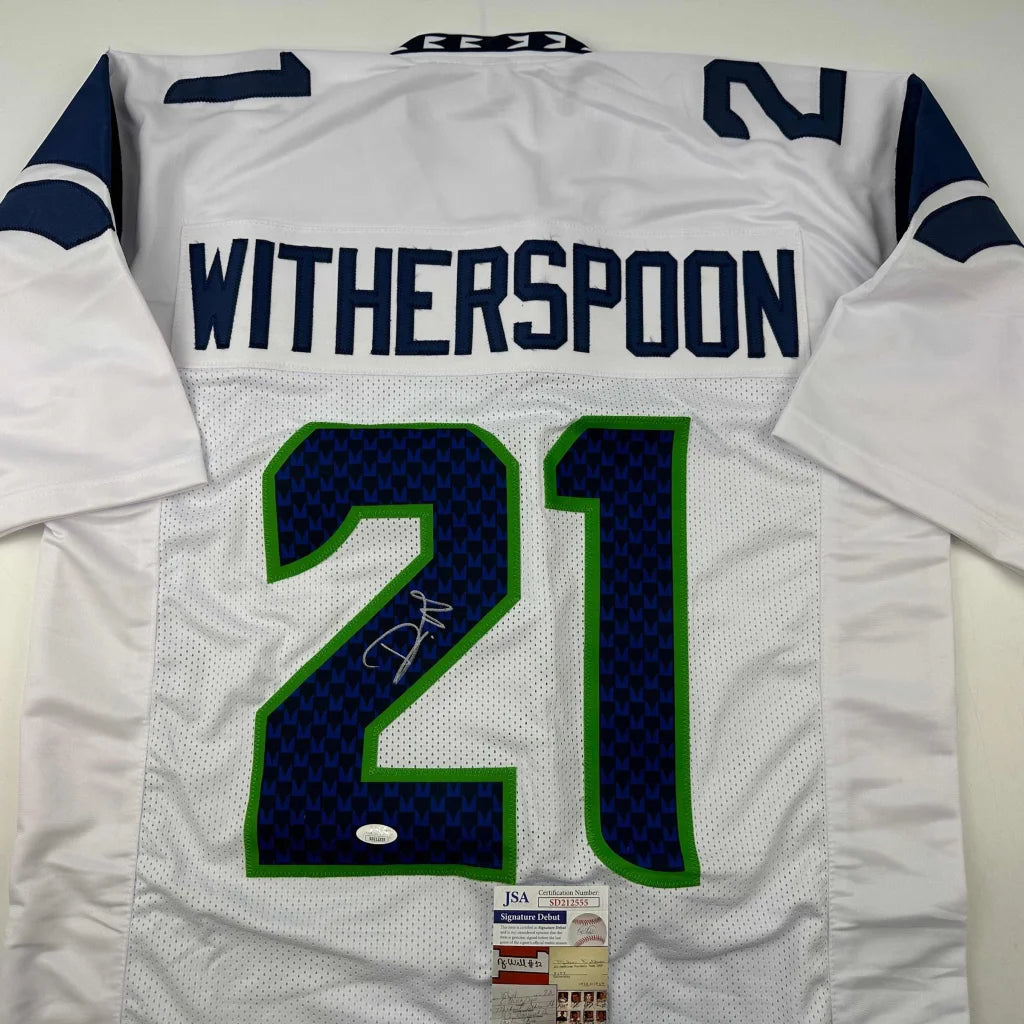 White Witherspoon 21 NFL jersey signed, perfect for pro sports fans and collectors
