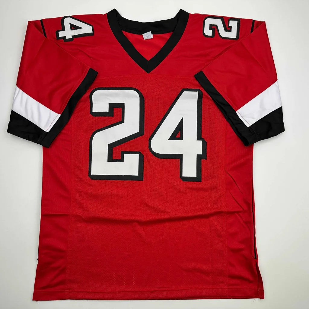 Autographed Devonta Freeman Atlanta red custom jersey, number 24, professional sports