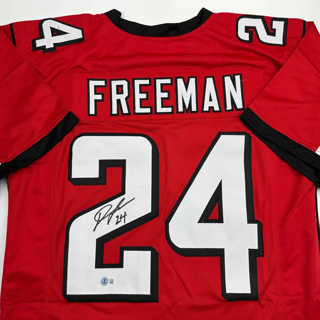 Autographed Devonta Freeman custom Atlanta red football jersey, number 24