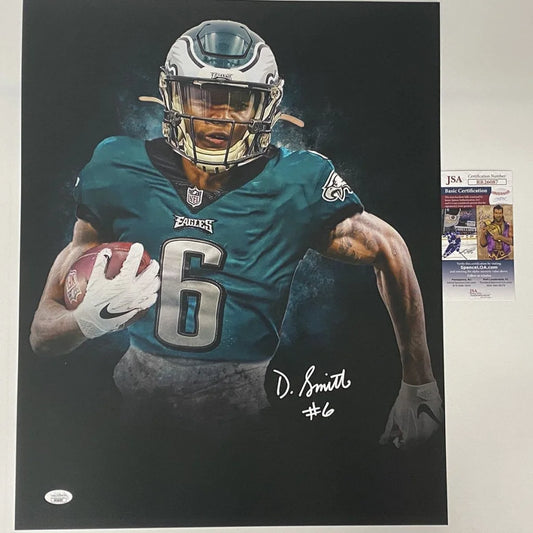 Signed Philadelphia Eagles Devonta Smith poster with third party authentication and JSA cert