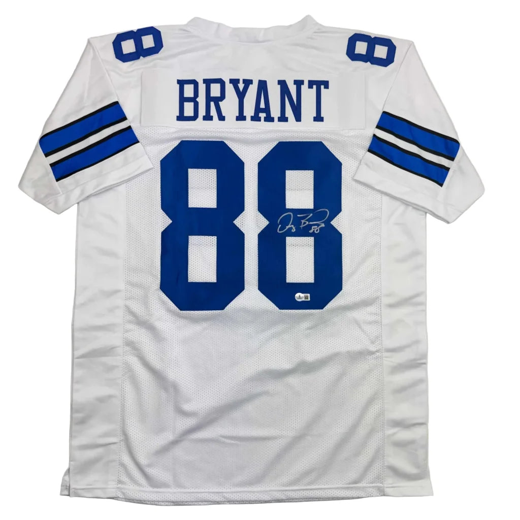 Autographed Dez Bryant Dallas White Football Jersey Beckett BAS COA | Hall of Fame Sports Memorabilia | vintageantiquesgifts.com