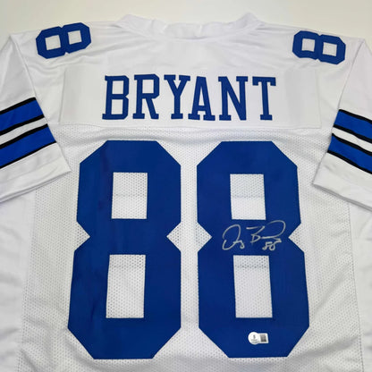 Autographed Dez Bryant Dallas White Football Jersey Beckett BAS COA | Certified Authentic Signed Memorabilia | vintageantiquesgifts.com